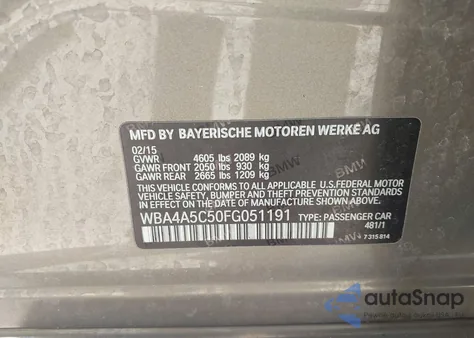 2015 BMW 428 Gran Coupe z USA, uszkodzony, nr VIN WBA4A5C50FG051191